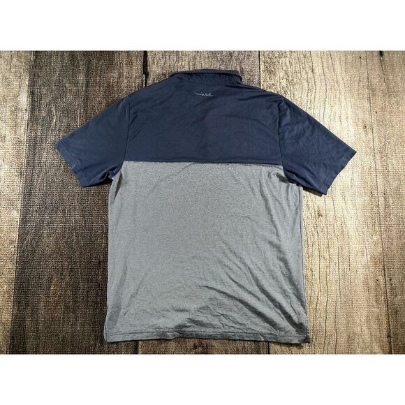 Travis Mathew Blocked Striped Polo Shirt Mens Lg Blue Gray Cotton Polyester - Picture 7 of 11